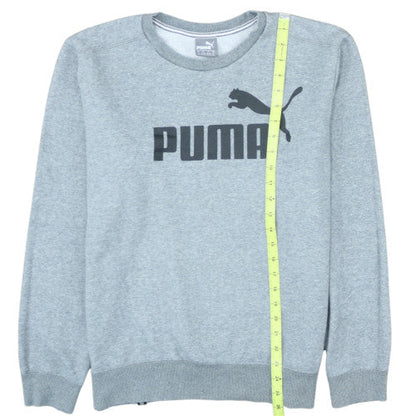Puma Men's Grey Logo Crew Neck Pullover Sweatshirt M