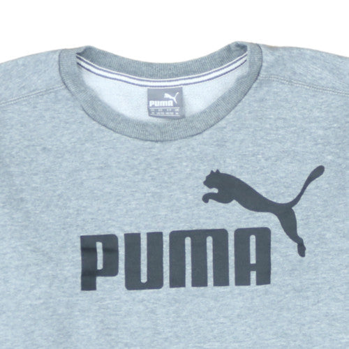 Puma Men's Grey Logo Crew Neck Pullover Sweatshirt M