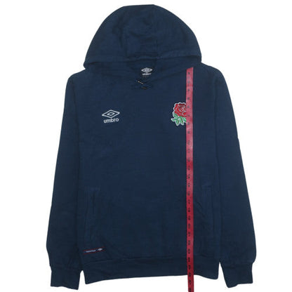 Umbro Mens Navy Hoodie England Rugby Rose Logo Size M Cotton Pullover