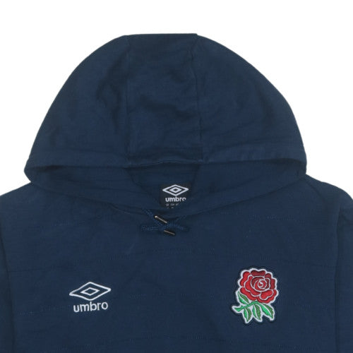 Umbro Mens Navy Hoodie England Rugby Rose Logo Size M Cotton Pullover