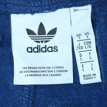 Adidas Men Blue L Sweatpants Fleece Joggers Elastic Waist