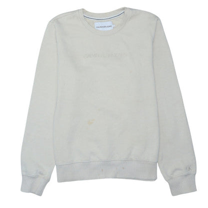 Calvin Klein Jeans Women's Beige Cotton Logo Sweatshirt L