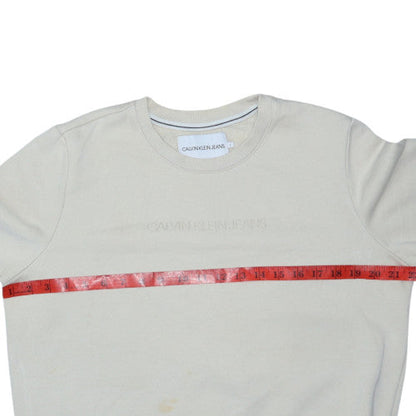 Calvin Klein Jeans Women's Beige Cotton Logo Sweatshirt L