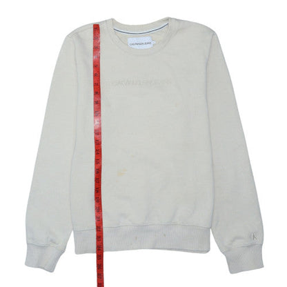 Calvin Klein Jeans Women's Beige Cotton Logo Sweatshirt L