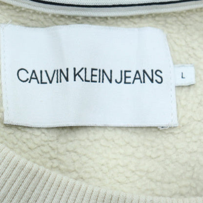 Calvin Klein Jeans Women's Beige Cotton Logo Sweatshirt L