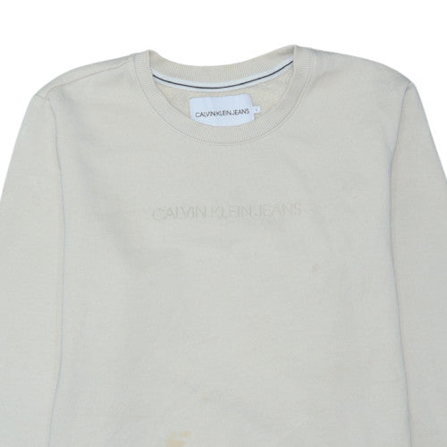 Calvin Klein Jeans Women's Beige Cotton Logo Sweatshirt L