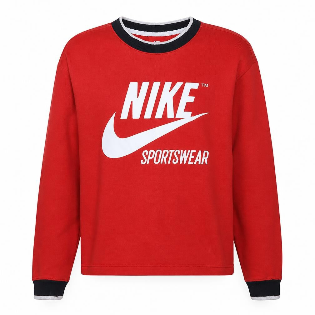Nike Women Red Cotton Crew Neck Pullover Sweatshirt Size S