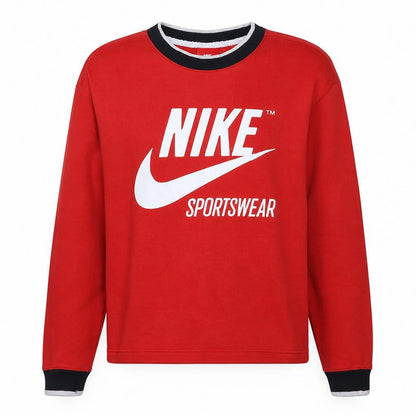 Nike Women Red Cotton Crew Neck Pullover Sweatshirt Size S