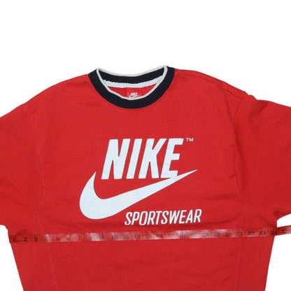 Nike Women Red Cotton Crew Neck Pullover Sweatshirt Size S