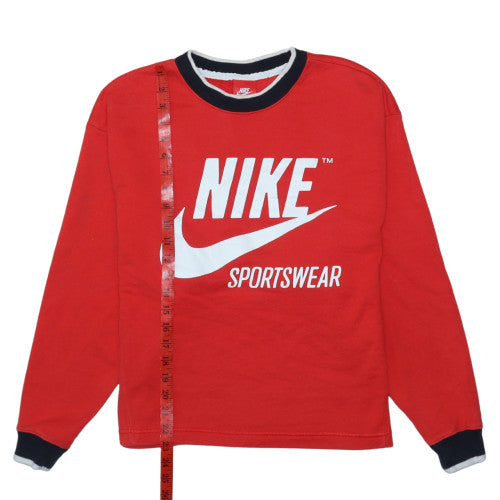 Nike Women Red Cotton Crew Neck Pullover Sweatshirt Size S
