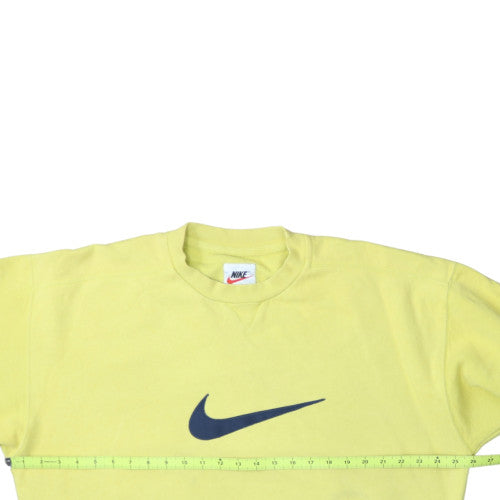 Nike Mens Yellow Logo Sweatshirt L Regular Fit Crew Neck