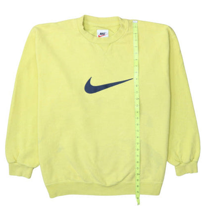 Nike Mens Yellow Logo Sweatshirt L Regular Fit Crew Neck