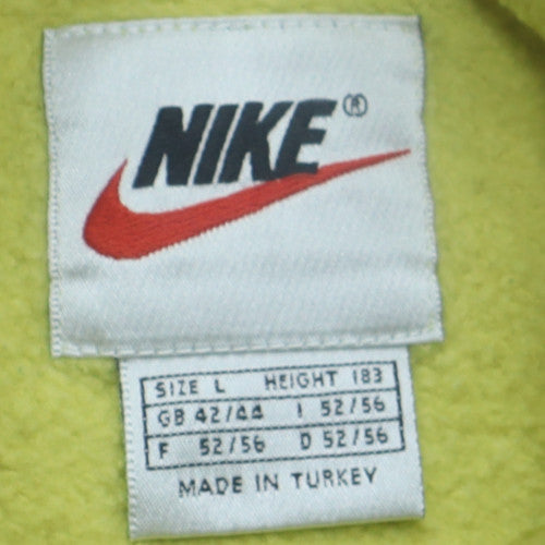 Nike Mens Yellow Logo Sweatshirt L Regular Fit Crew Neck