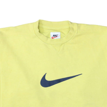 Nike Mens Yellow Logo Sweatshirt L Regular Fit Crew Neck