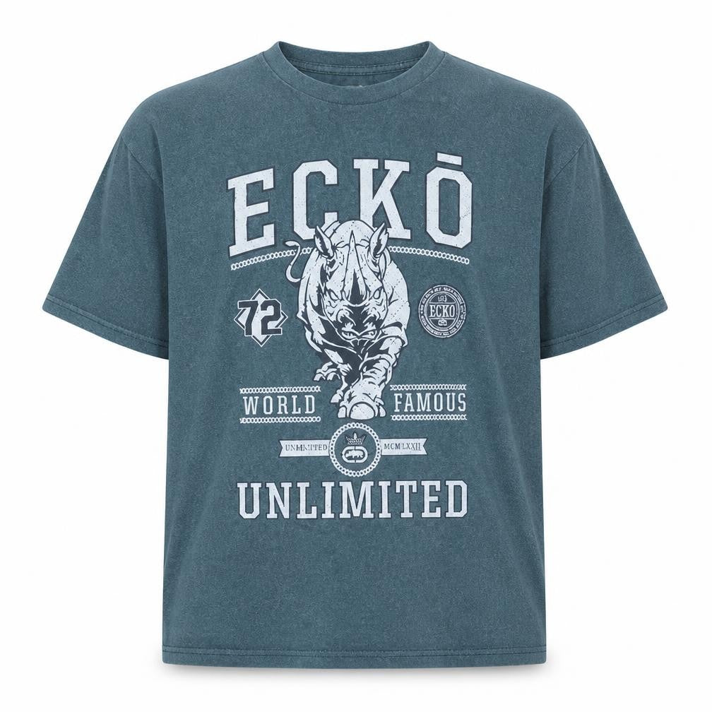 Ecko Unltd Mens Blue Graphic Short Sleeve Crew Neck T-Shirt XXL