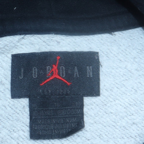 Nike Jordan Boys Grey & Black Hoodie XL 13-15 Years Pullover Fleece Sweatshirt
