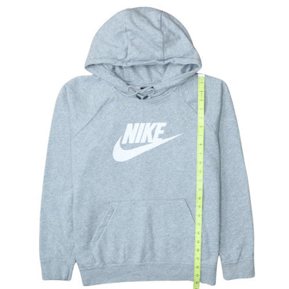 Nike Womens Grey Pullover Hoodie Large Cotton Logo Sweatshirt