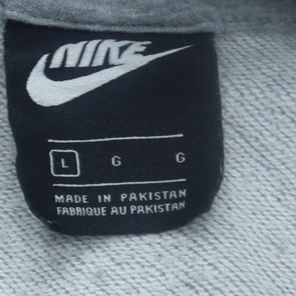 Nike Womens Grey Pullover Hoodie Large Cotton Logo Sweatshirt