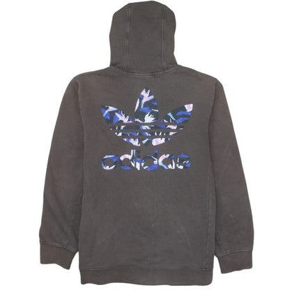 Adidas Womens Brown Full Zip Hoodie L Floral Lined Hood Casual
