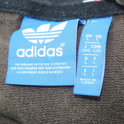 Adidas Womens Brown Full Zip Hoodie L Floral Lined Hood Casual