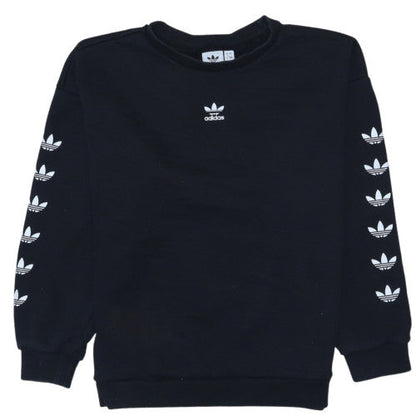 Adidas Women Black Long Sleeve Crew Neck Pullover Sweatshirt Size 8