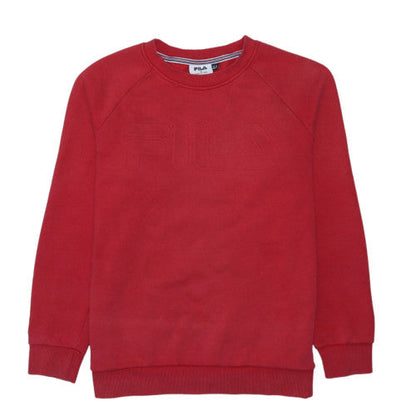 FILA Mens Red Crew Neck Pullover Sweatshirt Size S Logo Sportswear