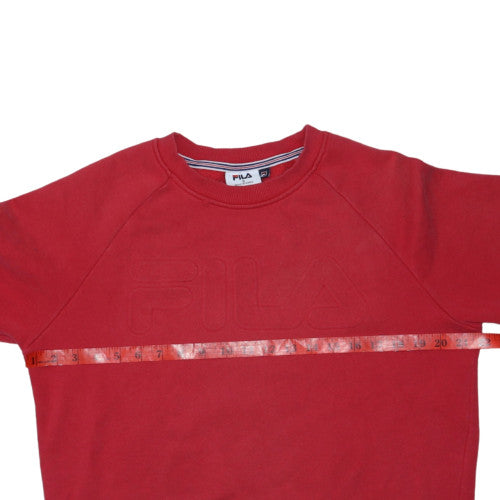 FILA Mens Red Crew Neck Pullover Sweatshirt Size S Logo Sportswear