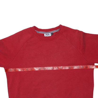FILA Mens Red Crew Neck Pullover Sweatshirt Size S Logo Sportswear
