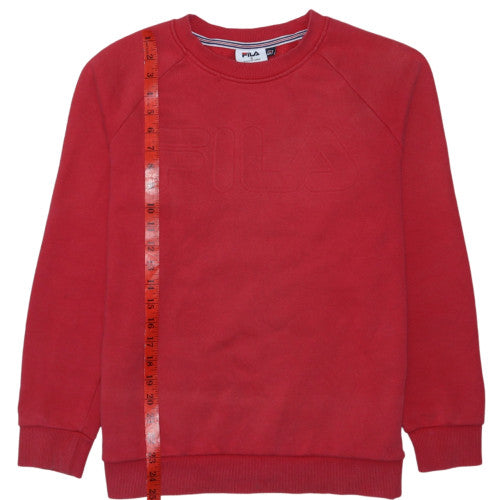 FILA Mens Red Crew Neck Pullover Sweatshirt Size S Logo Sportswear