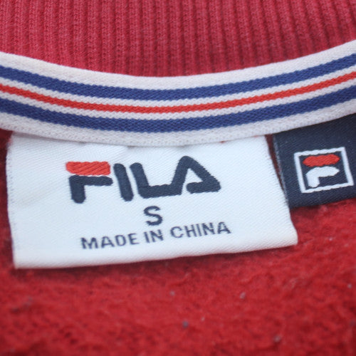 FILA Mens Red Crew Neck Pullover Sweatshirt Size S Logo Sportswear