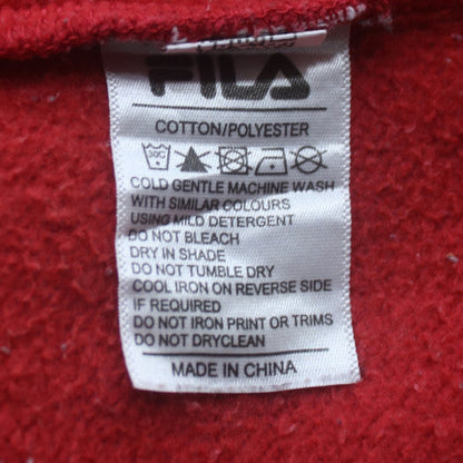 FILA Mens Red Crew Neck Pullover Sweatshirt Size S Logo Sportswear