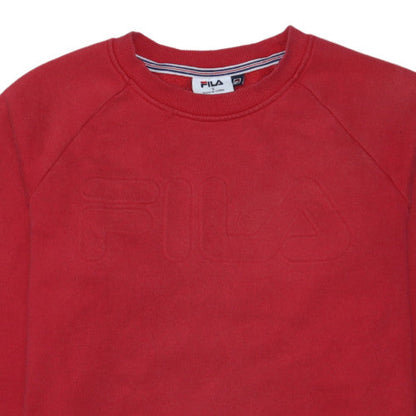 FILA Mens Red Crew Neck Pullover Sweatshirt Size S Logo Sportswear