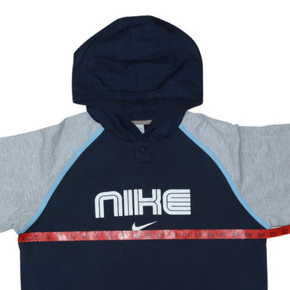 Nike Boys Blue & Grey Pullover Hoodie XL Cotton Logo Sweatshirt