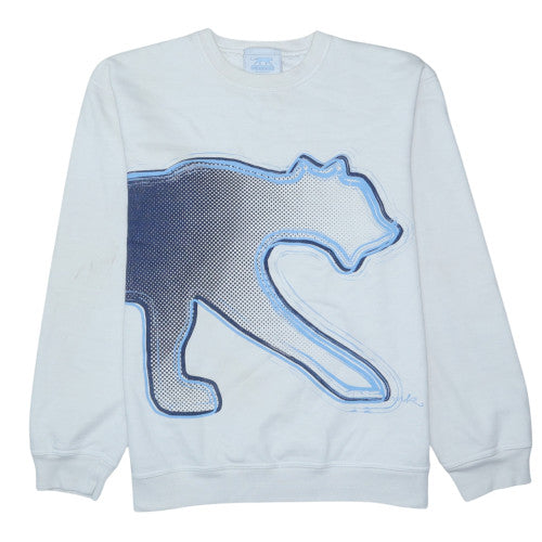 Airness Mens White Blue Graphic Panther Sweatshirt XXL Crew Neck