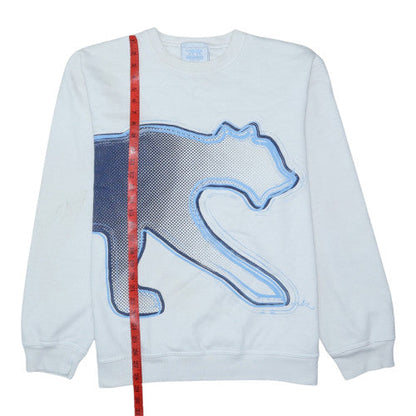 Airness Mens White Blue Graphic Panther Sweatshirt XXL Crew Neck
