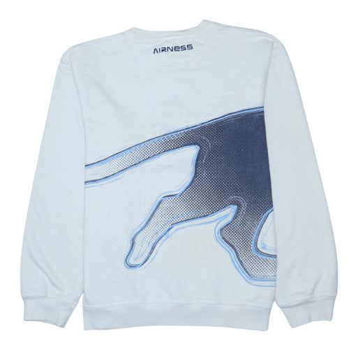 Airness Mens White Blue Graphic Panther Sweatshirt XXL Crew Neck