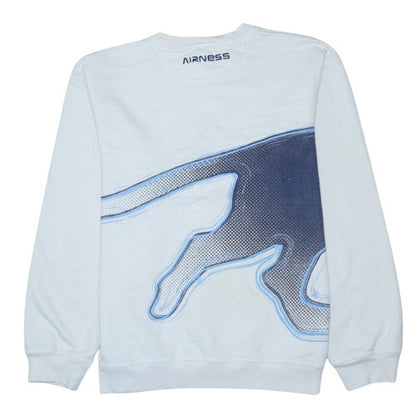 Airness Mens White Blue Graphic Panther Sweatshirt XXL Crew Neck