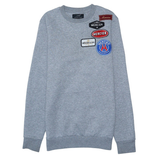 Mercier Men's Grey XS Crew Neck Logo Embroidered Pullover Sweatshirt