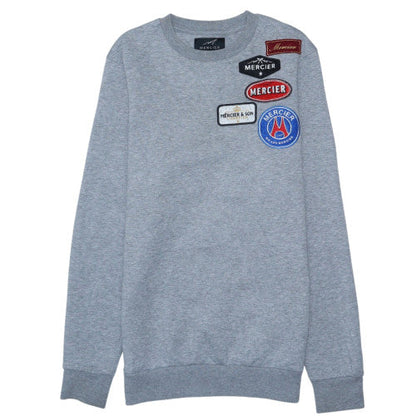 Mercier Men's Grey XS Crew Neck Logo Embroidered Pullover Sweatshirt