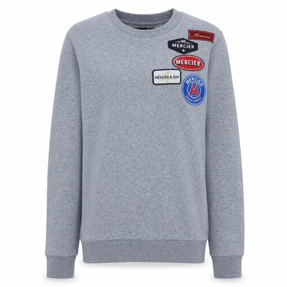 Mercier Men's Grey XS Crew Neck Logo Embroidered Pullover Sweatshirt