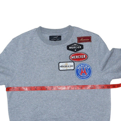 Mercier Men's Grey XS Crew Neck Logo Embroidered Pullover Sweatshirt