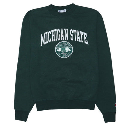 Champion Womens Green Michigan State Crew Neck Pullover Sweatshirt M