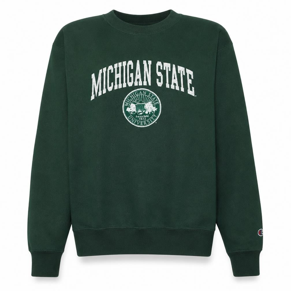 Champion Womens Green Michigan State Crew Neck Pullover Sweatshirt M