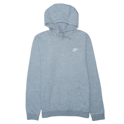 Nike Men's Grey Pullover Hoodie M Regular Fit Fleece Logo Sweatshirt