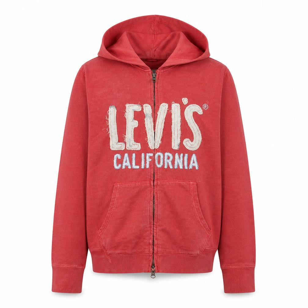 Levi's Women Coral Full Zip Hoodie Medium Cotton Blend