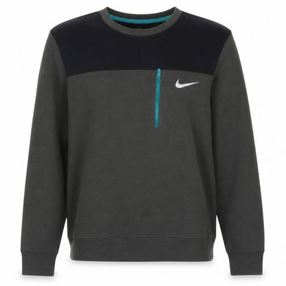 Nike Men's Green Crew Neck Zip Pocket Sweatshirt M