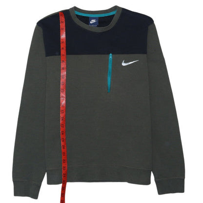Nike Men's Green Crew Neck Zip Pocket Sweatshirt M