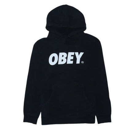 Obey Men's Black Pullover Hoodie S Regular Fit Streetwear Logo