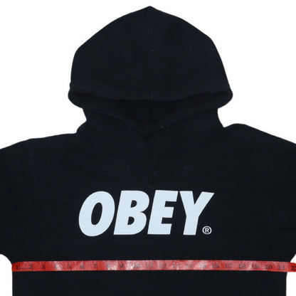 Obey Men's Black Pullover Hoodie S Regular Fit Streetwear Logo