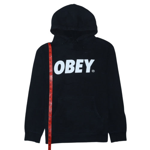 Obey Men's Black Pullover Hoodie S Regular Fit Streetwear Logo